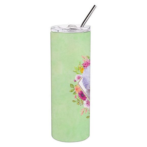 Bichon Fris? #2 Green Flowers Stainless Steel 20 oz Skinny Tumbler - Picture 2 of 4